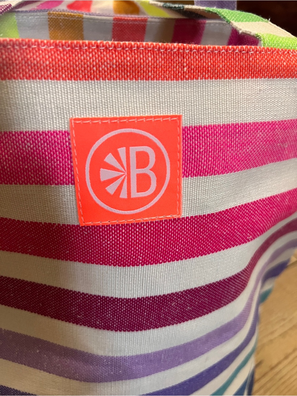 Las bayadas bungalow 360 Bright Pink and Purple Striped Canvas breach bag